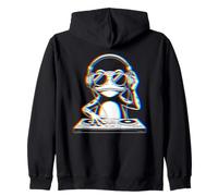 Funny Frog DJ with Headphones and Turntable Sudadera con Capucha