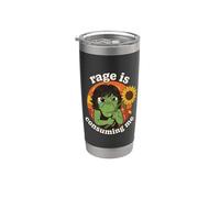 Funny Frog Graphic Tee Rage is Consuming Me, meme sarcástico Vaso térmico de acero inoxidable de doble pared