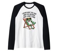 Funny Frog I Don't Care Joke Humor Camiseta Manga Raglan