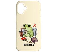 Funny Frog Im Busy Boba Tea Snacks Zoo Niños Niñas Niños Carcasa para iPhone 16 Plus