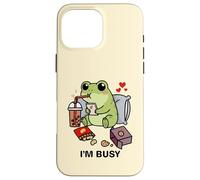 Funny Frog Im Busy Boba Tea Snacks Zoo Niños Niñas Niños Carcasa para iPhone 16 Pro MAX