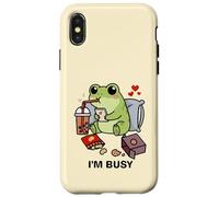 Funny Frog Im Busy Boba Tea Snacks Zoo Niños Niñas Niños Carcasa para iPhone X/XS