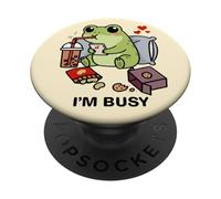 Funny Frog Im Busy Boba Tea Snacks Zoo Niños Niñas Niños PopSockets PopGrip Adhesivo