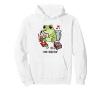 Funny Frog Im Busy Boba Tea Snacks Zoo Niños Niñas Niños Sudadera con Capucha