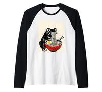 Funny Frog Ramen Sumi-e Kawaii Ink Painting Japanese Camiseta Manga Raglan