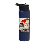 Funny Frog, secuestro de ovnis, Great Wave, Kanagawa Anime Frog Stainless Steel Insulated Water Bottle