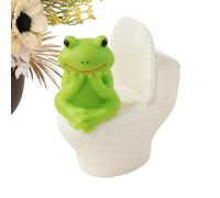 Funny Frog Toilet Ornament - Vinyl Sitting Figure, Whimsical Animal Decor,