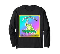 Funny Frog triunfa Porque es un Loco Meme Vintage con gráficos Retro Manga Larga