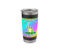 Funny Frog triunfa porque es un loco meme vintage con gráficos retro Vaso térmico de acero inoxidable de doble pared