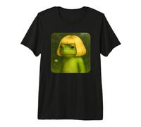 Funny Frog with a Bob Haircut Blond Frog Meme Wig Camiseta Premium