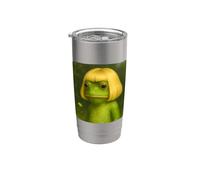 Funny Frog With a Bob Haircut Blond Frog Meme Wig Vaso térmico de acero inoxidable de doble pared