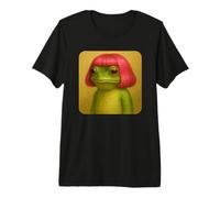 Funny Frog with a Bob Haircut Pink Hair Frog Meme Wig Camiseta Premium