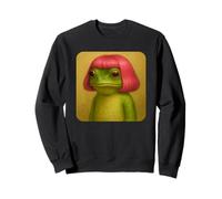 Funny Frog with a Bob Haircut Pink Hair Frog Meme Wig Sudadera