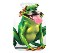 Funny Frog with Dog Head - Botellas de agua caliente con almohadilla térmica de agua caliente para cuello, hombros y calambres menstruales, 1 litro
