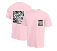 Funny Fu Qr Code Camiseta, Funny Scannable Qr Code Camiseta de Manga Corta Hidden Humorous Mensaje Manga Corta Divertida Funny Top Casual Outdoor Streetwear Y2k Adolescentes Camiseta Deportiva, Rosa.,