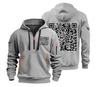 Funny Fu Qr Code Hoodies,Fuck You Hoodie,Qr Code Hoodie,Qr Code Sweatshirt,Scannable Qr Code Hoodie,Fu Qr Code Shirt,Pullover Herren Winter,Zipper Hoodie für Herren mit Taschen, 01-gris claro, L
