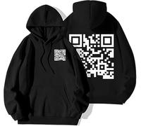 Funny FU QR Code - Sudadera con capucha unisex con código QR escaneable, código QR único con mensaje oculto humorístico, Negro, XXL