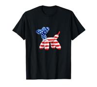 Funny Funny USA Flag Balloon Dog Poodle Illustration Graphic Camiseta