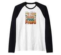 Funny Fur Parent Four Paws Animal Lover Design Camiseta Manga Raglan