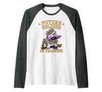 Funny Futuro Soldado EN Entrenamiento Padre Hijo Héroe Come Crayones Camiseta Manga Raglan