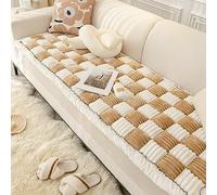 Funny Fuzzy Couch Cover Sofa Cover Garden Chic Cotton Protective Couch Cover Cream-Coloured Large Plaid Square Pet Mat Home Living Room Sofa Decor(Khaki,70 * 150cm)