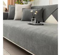 Funny Fuzzy Sofa Cover, Herringbone Chenille Fabric Furniture Protector Sofa Cover, Cosy Solid Colour Non-Slip Couch Cover (Grey,110 * 240cm)