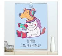 Funny Gamer Animals (High Quality Premium Wall Calendar 2026 DIN A2 portrait),CALVENDO 12 Month Wall Calendar: A year-round gaming adventure with cute little animals playing on consoles.