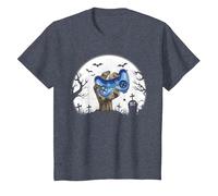 Funny Gamer Halloween Zombie Hand Halloween Kids Men Boys Camiseta, Niños, Azul Jaspeado, 10 años