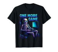 Funny Gamer Skeleton Gaming Console Meme Chair One More Game Camiseta gráfica económica