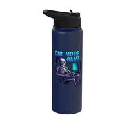 Funny Gamer Skeleton Gaming Console Meme Chair One More Game Stainless Steel Insulated Water Bottle