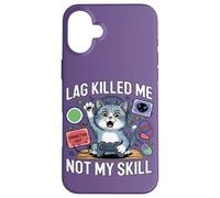 Funny Gaming Cat Blaming Lag Lindo Felino Controller Design Carcasa para iPhone 16 Plus