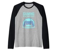 Funny Gaming Is Safe Space Mode Pixel Art Camiseta Manga Raglan