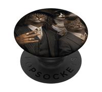 Funny Gangster Cat Gen Z Retro Hip Hop Well Dressed Cat Meme PopSockets PopGrip Adhesivo