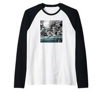 Funny Gangster Cats Street Design Camiseta Manga Raglan