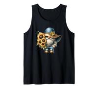Funny Garden GNOME Grandpa with Sunflower Decor For Summer Camiseta sin Mangas