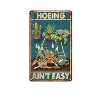 Funny Garden Metal Sign For Outdoor Decor Hoeing Aint Easy Plant Lady Gift Yard Art For Her Novelty Tin Sign For Gardeners Patio Porch Wall Hanging Plaque 8 X 12 inch