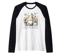 Funny Gardener Gnome Floral Tulip Flower I Love My Garden Camiseta Manga Raglan
