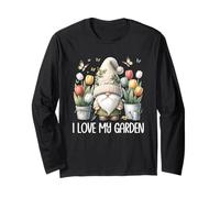 Funny Gardener Gnome Floral Tulip Flower I Love My Garden Manga Larga