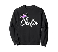 Funny German Saying Chefin Boss Purple Pink Crown Sudadera