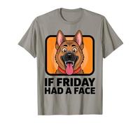 Funny German Shepherd Dog Face Friday Vibes Cartoon Camiseta