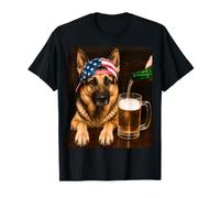 Funny German Shepherd Drinking Beer Meme 4th of July USA Camiseta