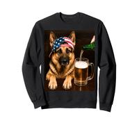 Funny German Shepherd Drinking Beer Meme 4th of July USA Sudadera