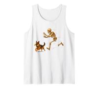 Funny German Shepherd Halloween Steal Bone Skeleton Chase Camiseta sin Mangas
