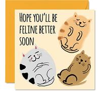 Funny Get Well Soon Tarjetas para mujeres - Cat Feline Better - Get Well Cards for Men, Speedy Recovery Card, 145 mm x 145 mm Broma Humor Get Well Tarjetas de felicitación para hermano, hermana, colega, mejor amigo