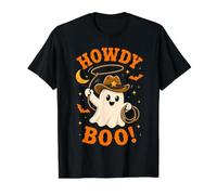 Funny Ghost Cowboy Howdy Boo Halloween Western Hombres Mujeres Camiseta gráfica económica, Hombre, Negro, XL
