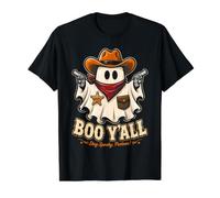 Funny Ghost Cowboy Howdy Boo Halloween Y'all Hombres Mujeres Camiseta gráfica económica, Hombre, Negro, M