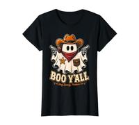 Funny Ghost Cowboy Howdy Boo Halloween Y'all Hombres Mujeres Camiseta gráfica económica, Mujer, Negro, XS