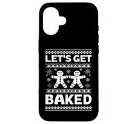 Funny Gingerbread Let's Get Baked Holiday Party Design Style Carcasa para iPhone 16