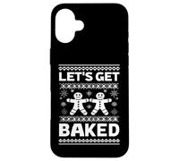 Funny Gingerbread Let's Get Baked Holiday Party Design Style Carcasa para iPhone 16 Plus