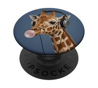 Funny Giraffe Music Lover Bubblegum Zoo Niños Niñas Niños PopSockets PopGrip Adhesivo
